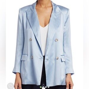 L’agence Taryn Striped Silk Blazer Blue